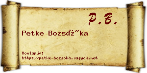 Petke Bozsóka névjegykártya